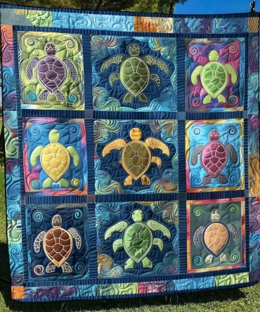 Turtle Serenity Quilted Blanket