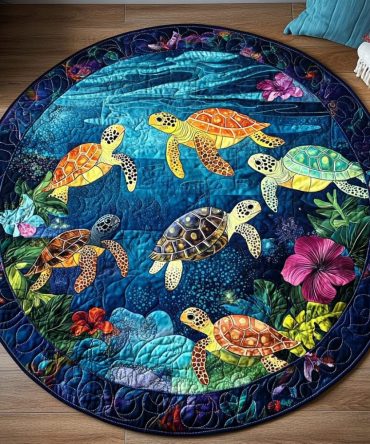 Turtle Tales Quilted Round Mat