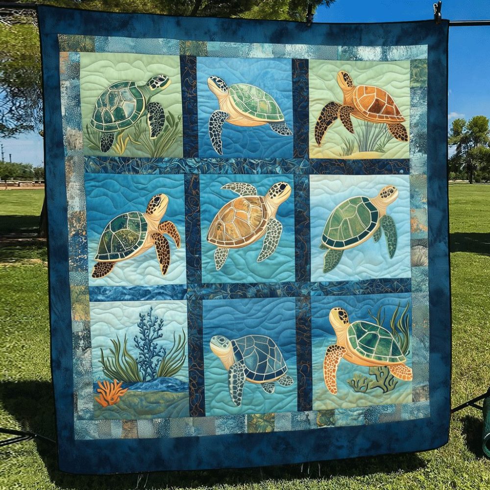 Turtle Tide Quilted Blanket