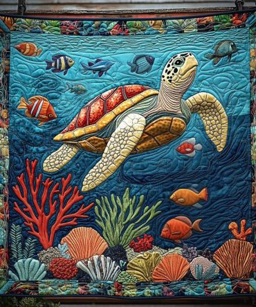 Turtle Tidepool Quilted Blanket