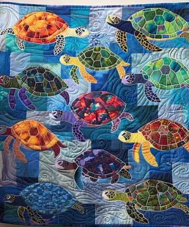 Turtle Tidepool Quilted Blanket