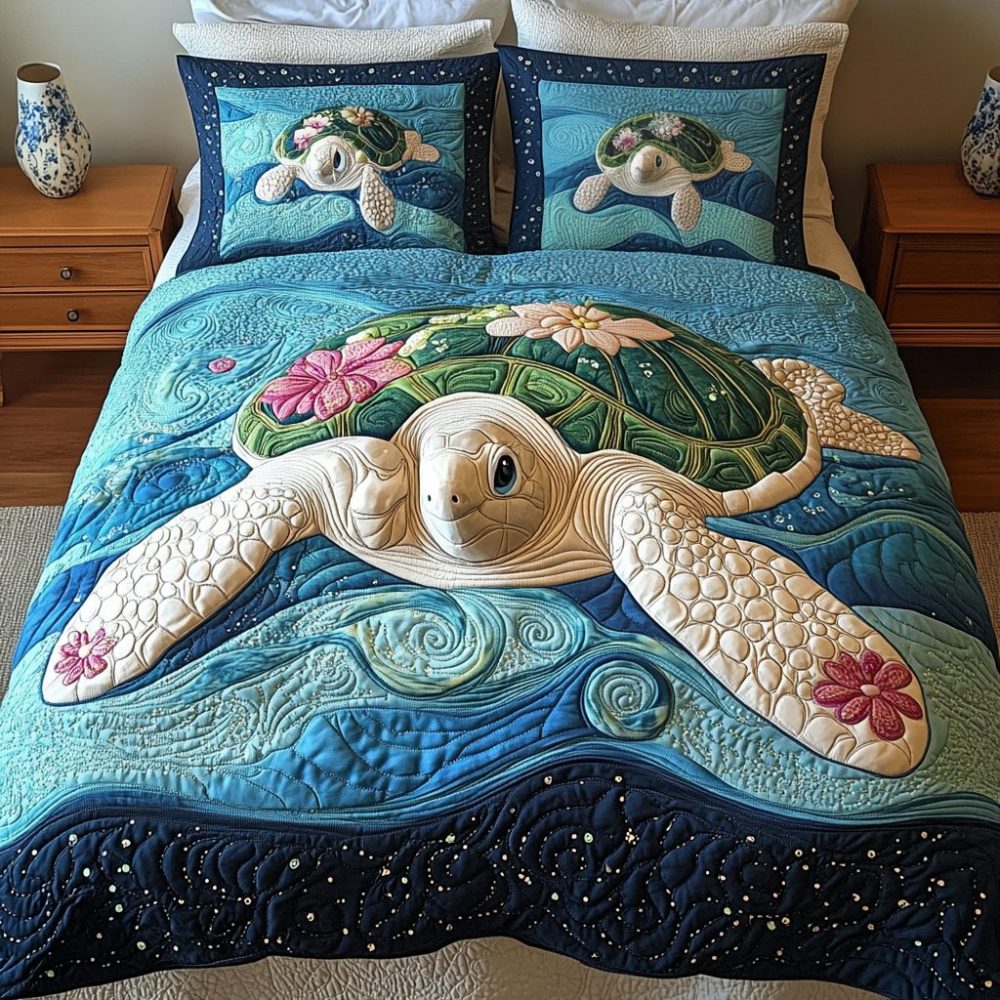 Turtle Tides 3-Piece Quilted Bedding Set