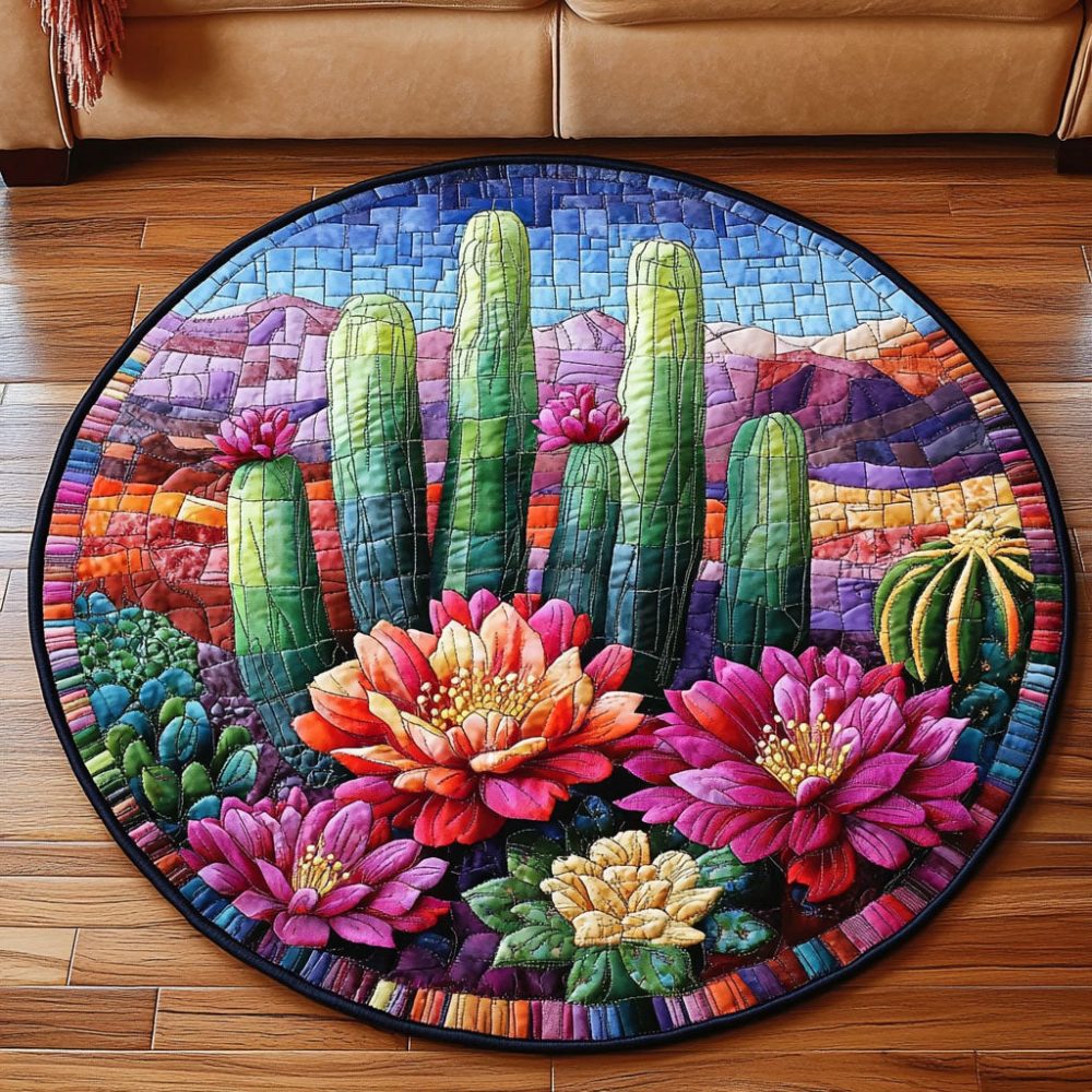 Twilight Cactus Quilted Round Mat