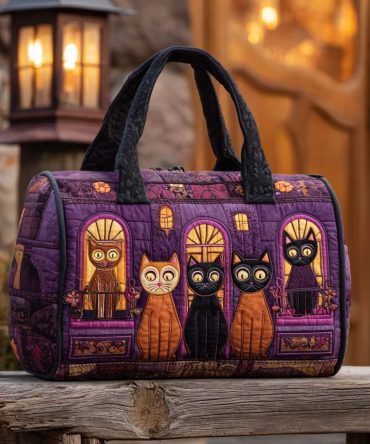 Twilight Cat Quilted Duffle Bag