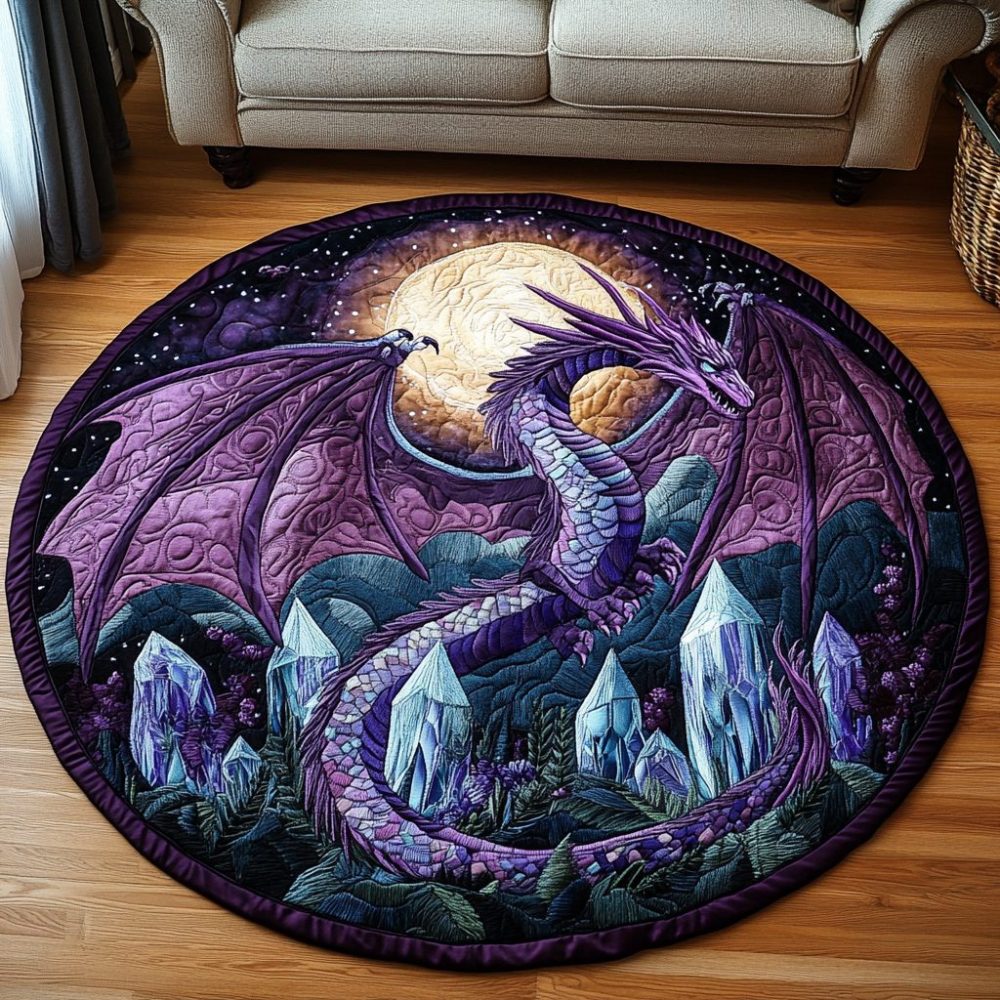 Twilight Drake Quilted Round Mat