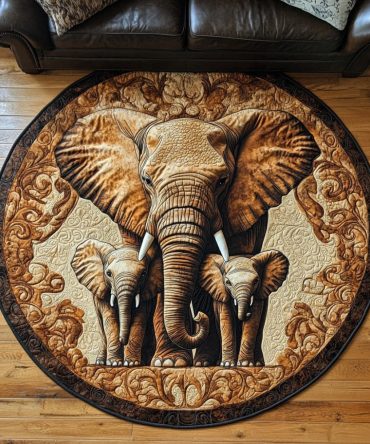 Twilight Elephant Quilted Round Mat