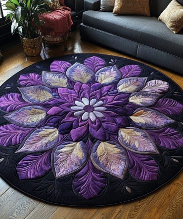 Twilight Feather Dance Quilted Round Mat