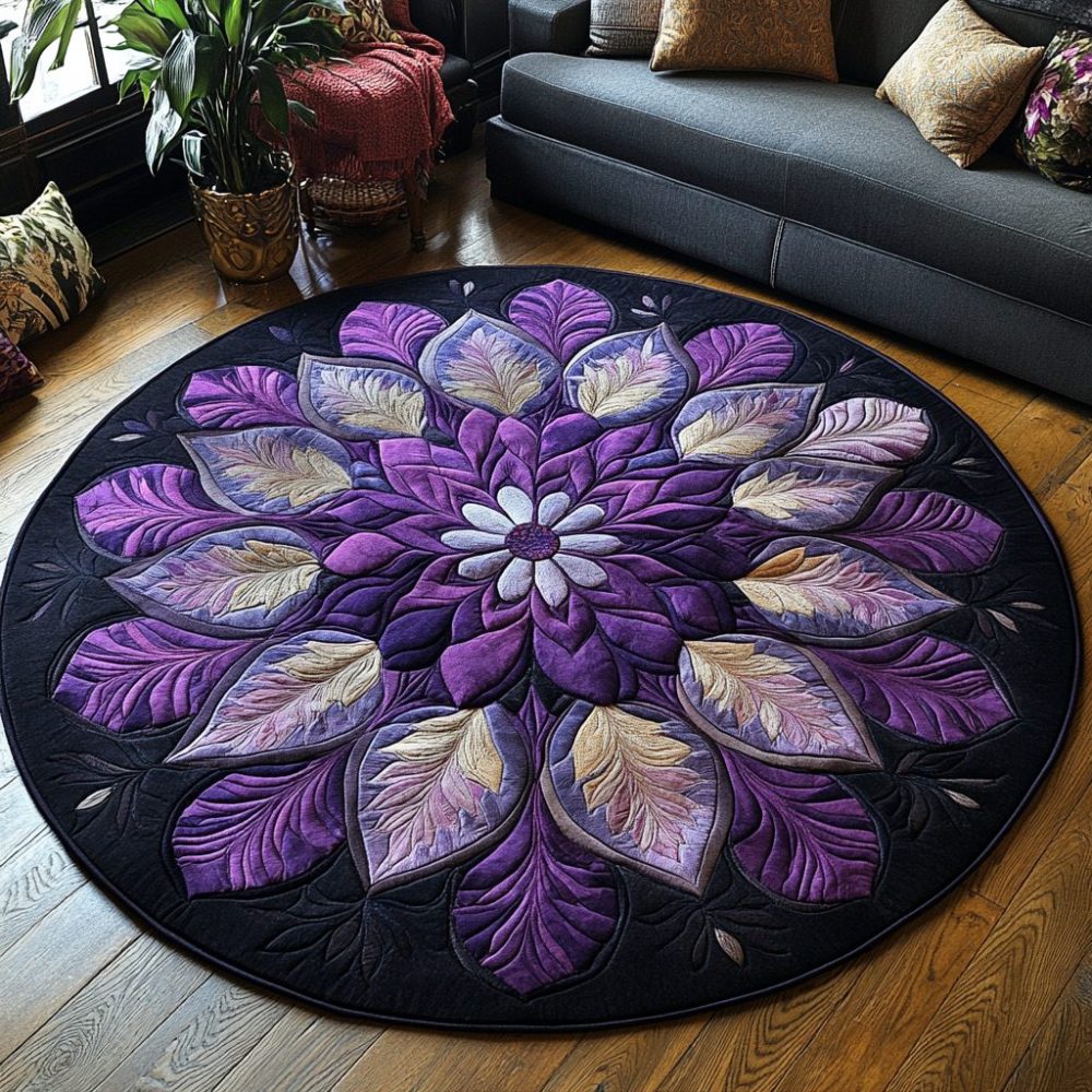 Twilight Feather Dance Quilted Round Mat