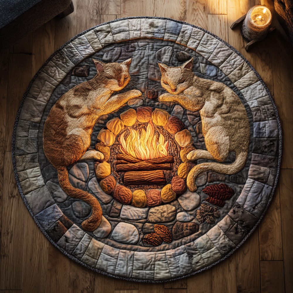 Twilight Fire Camp Quilted Round Mat