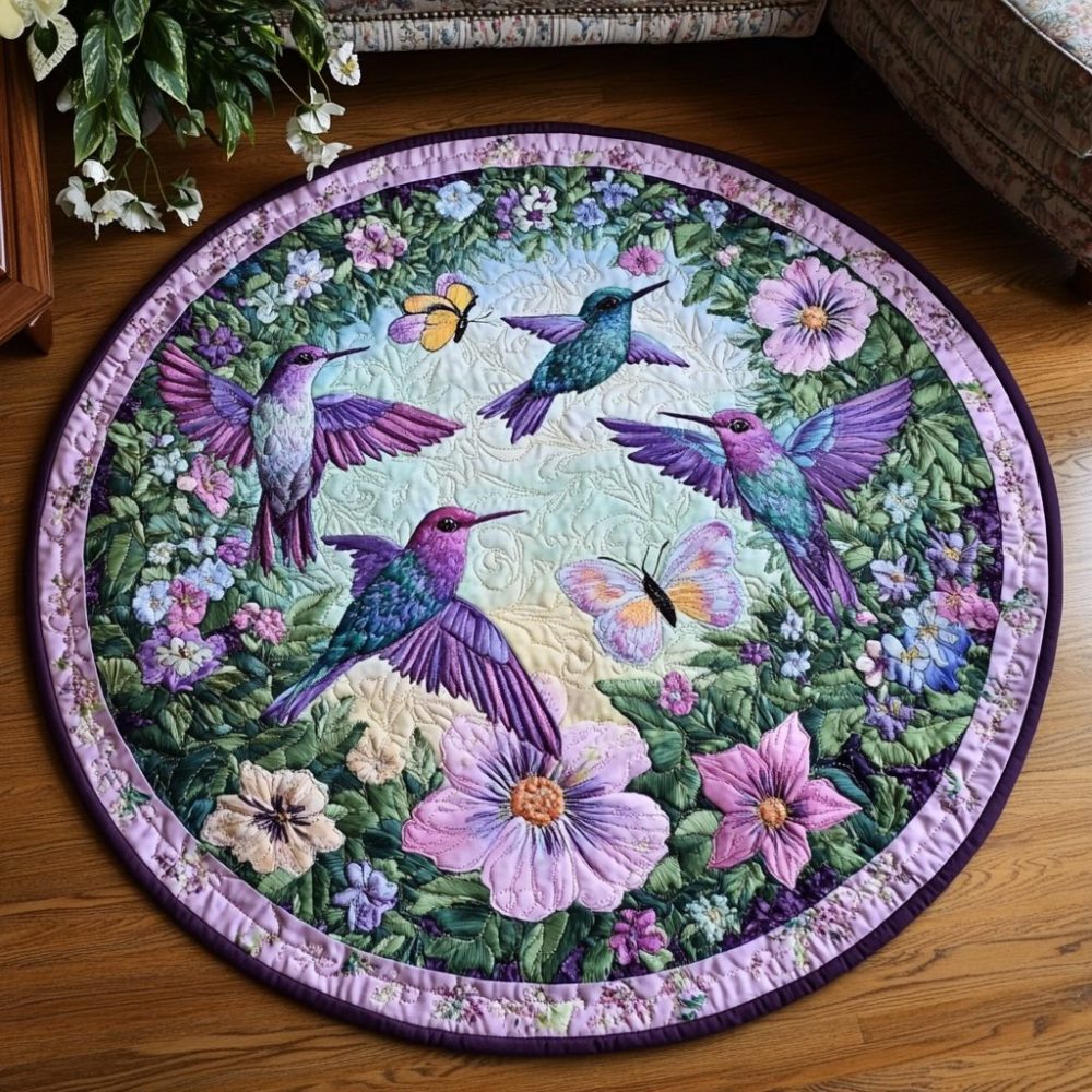Twilight Hummer Quilted Round Mat