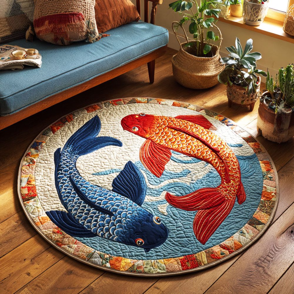 Twin Currents Quilted Round Mat