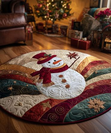 Twinkle Snowman Quilted Round Mat