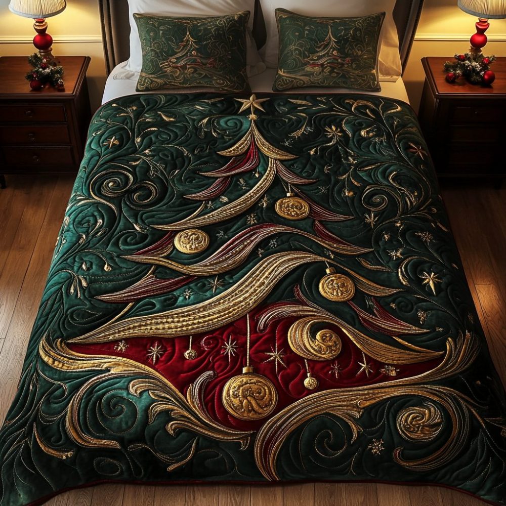 Twinkling Pine 3-Piece Quilted Bedding Set