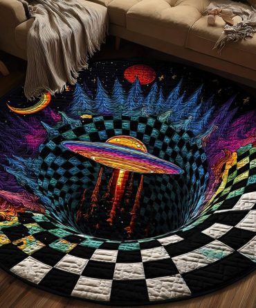 Ufo Descent Quilted Round Mat