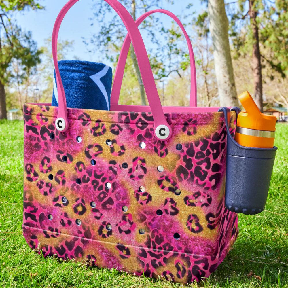 Vibrant Pink Leopard Print Tote Bag - Stylish, Durable, Perfect For Everyday Use - Image 3