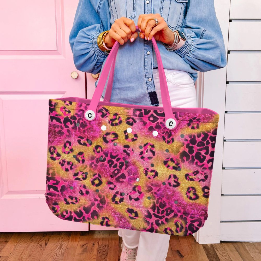 Vibrant Pink Leopard Print Tote Bag - Stylish, Durable, Perfect For Everyday Use - Image 5