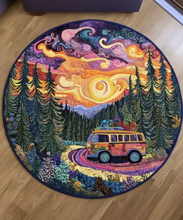Van Life Wanderlust Quilted Round Mat