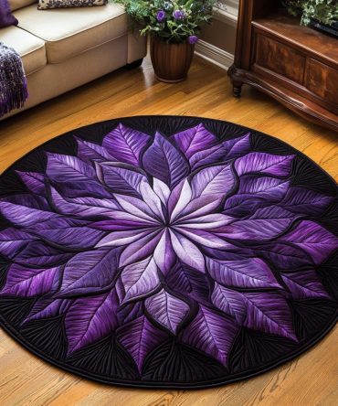 Velvet Feather Burst Quilted Round Mat