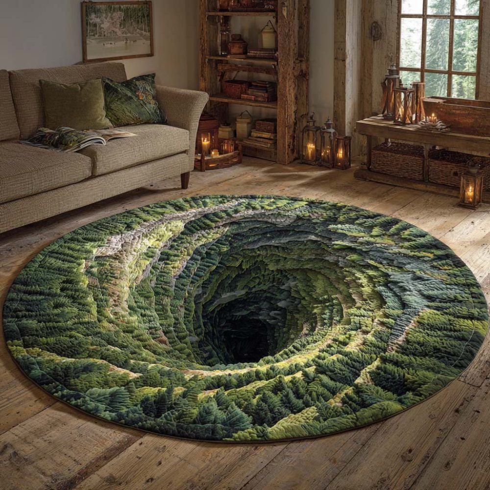 Verdant Abyss Quilted Round Mat