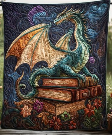 Verdant Dragonheart Quilted Blanket
