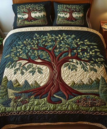 Verdant Dreams 3-Piece Quilted Bedding Set