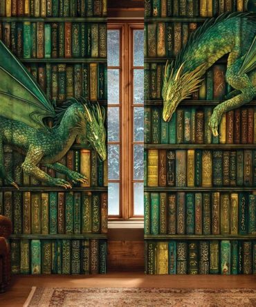 Verdant Spellwyrm Quilted Curtains