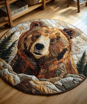 Vibrant Bear Quilted Round Mat