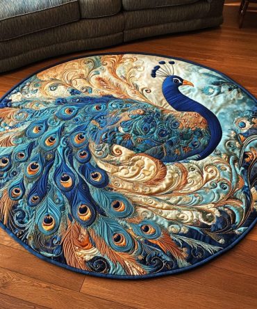 Vibrant Feathers Quilted Round Mat