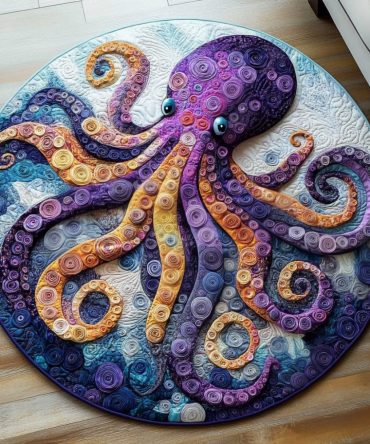 Vibrant Octopus Quilted Round Mat