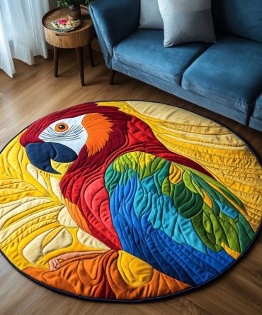 Vibrant Squawk Quilted Round Mat