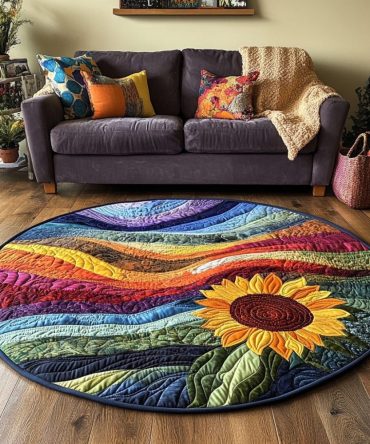 Vibrant Sun Quilted Round Mat