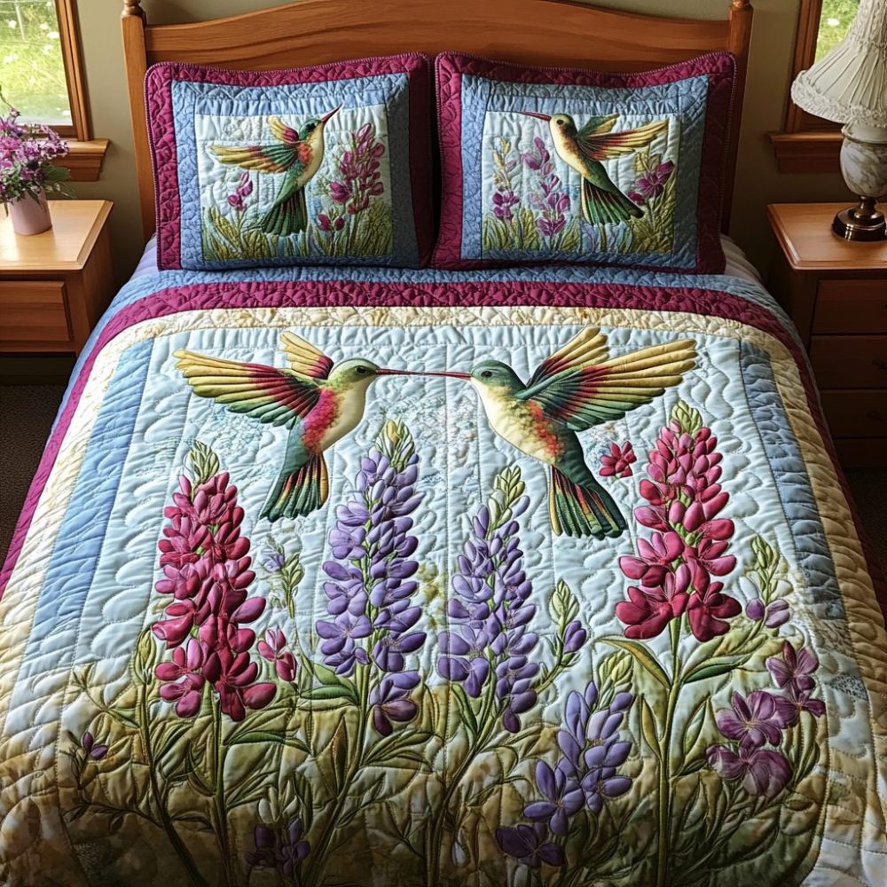 Vibrant Wingscape 3-Piece Quilted Bedding Set