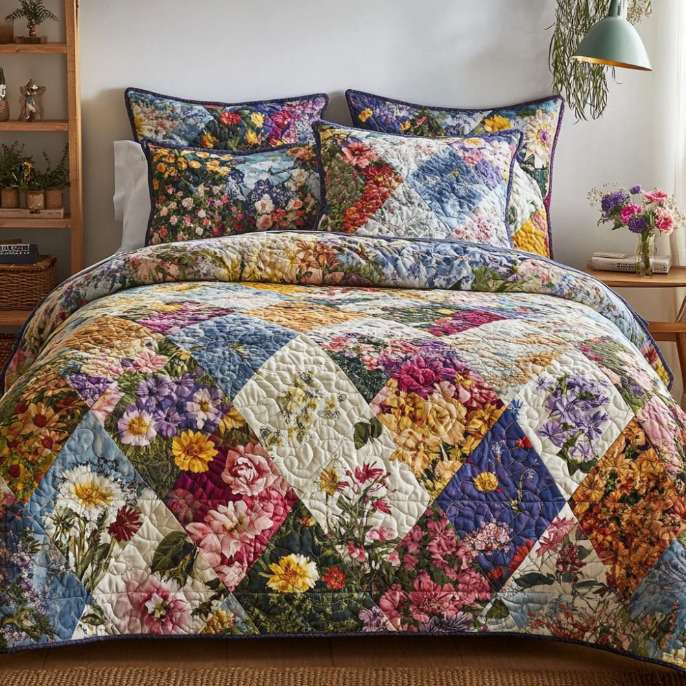 Vintage Bloom 3-Piece Quilted Bedding Set