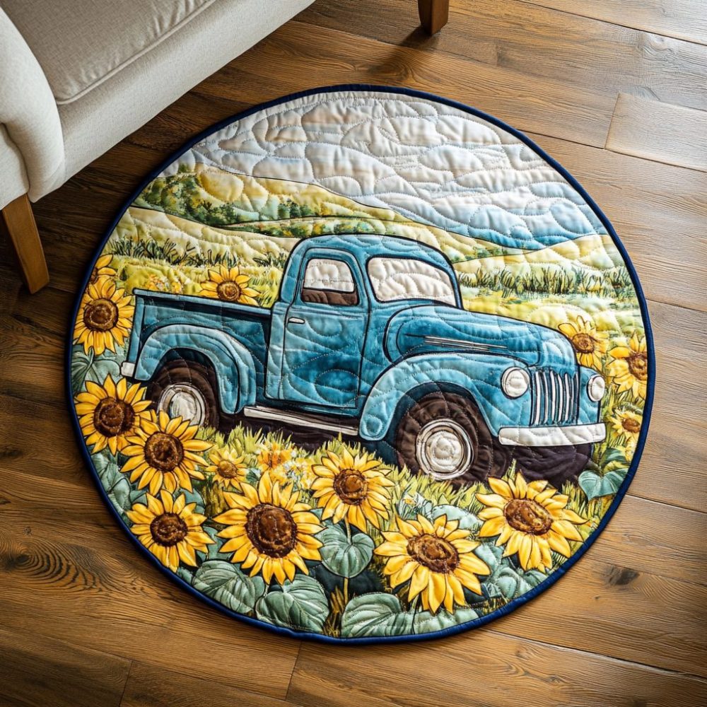 Vintage Bloom Quilted Round Mat
