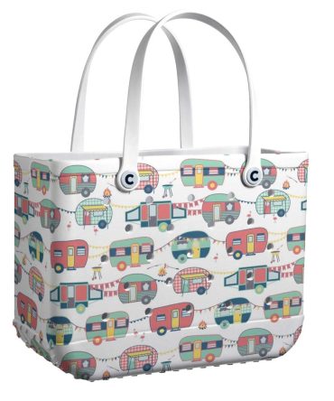 Bucket Tote Bag, Limited Edition Bogg Bag, Beach Bag Vintage Caravan