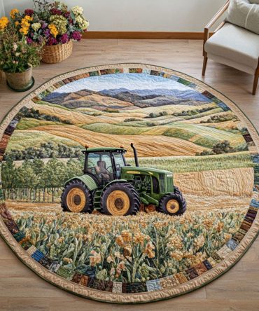 Vintage Farm Quilted Round Mat