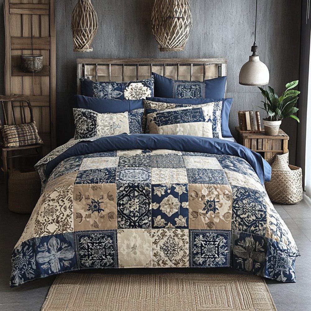 Vintage Patchwork Charm 3-Piece Quilted Bedding Set