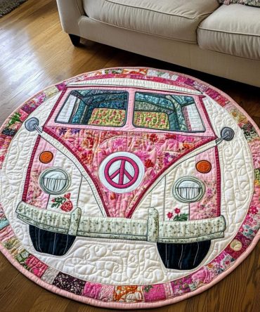 Vintage Rose Cruiser Quilted Round Mat