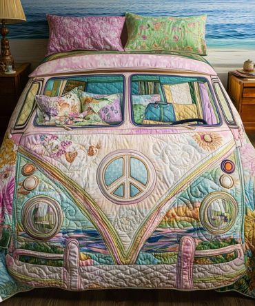 Vintage Van Escape 3-Piece Quilted Bedding Set