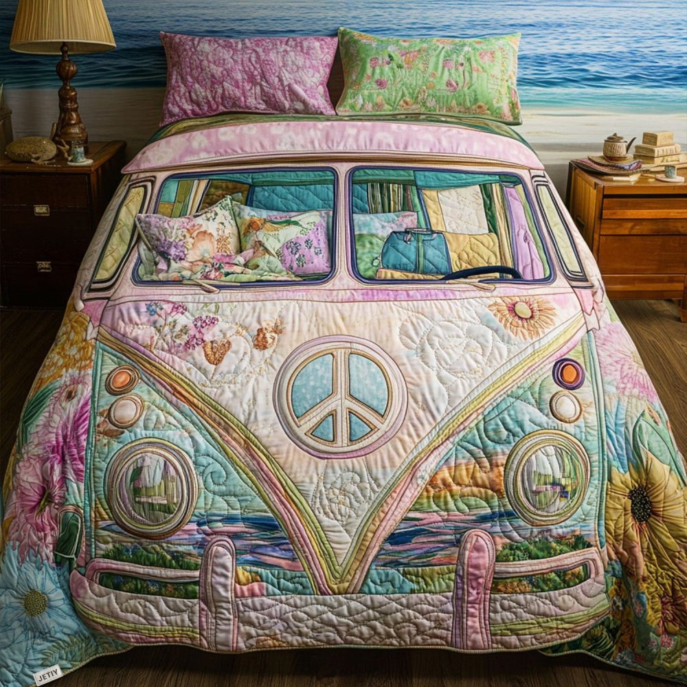Vintage Van Escape 3-Piece Quilted Bedding Set