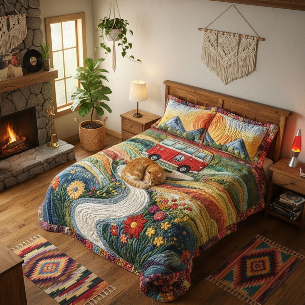 Vintage Wanderlust 3-Piece Quilted Bedding Set - Image 6