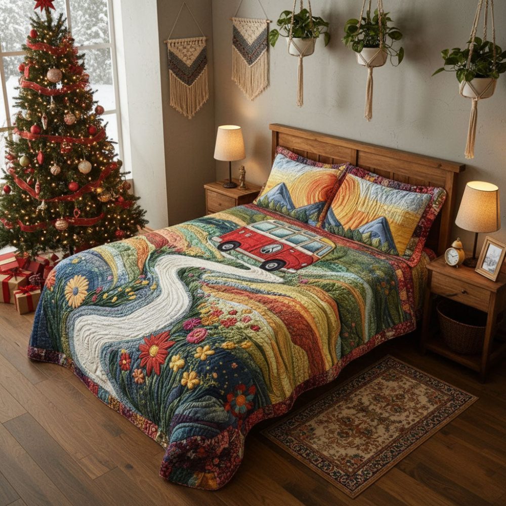 Vintage Wanderlust 3-Piece Quilted Bedding Set - Image 2