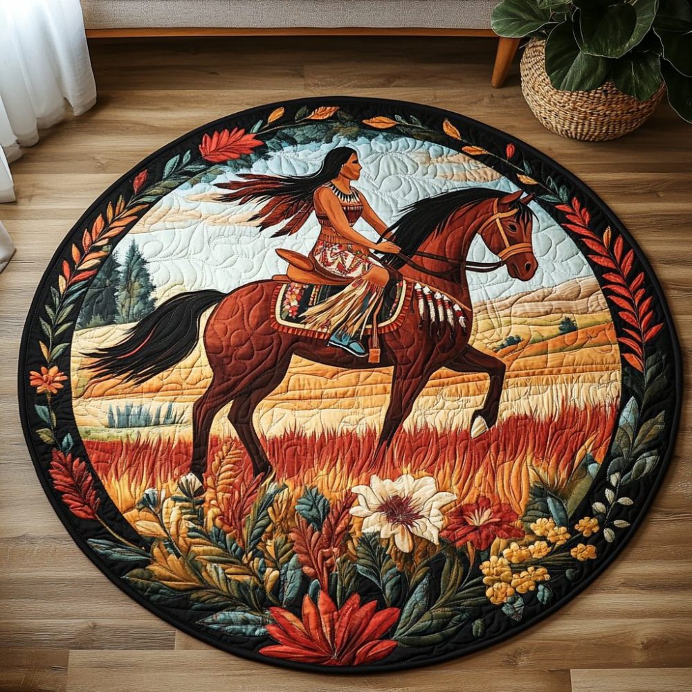 Vivid Horse Quilted Round Mat