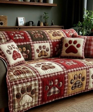 Warm Cabin Love Paw Quilted Sofa Cover