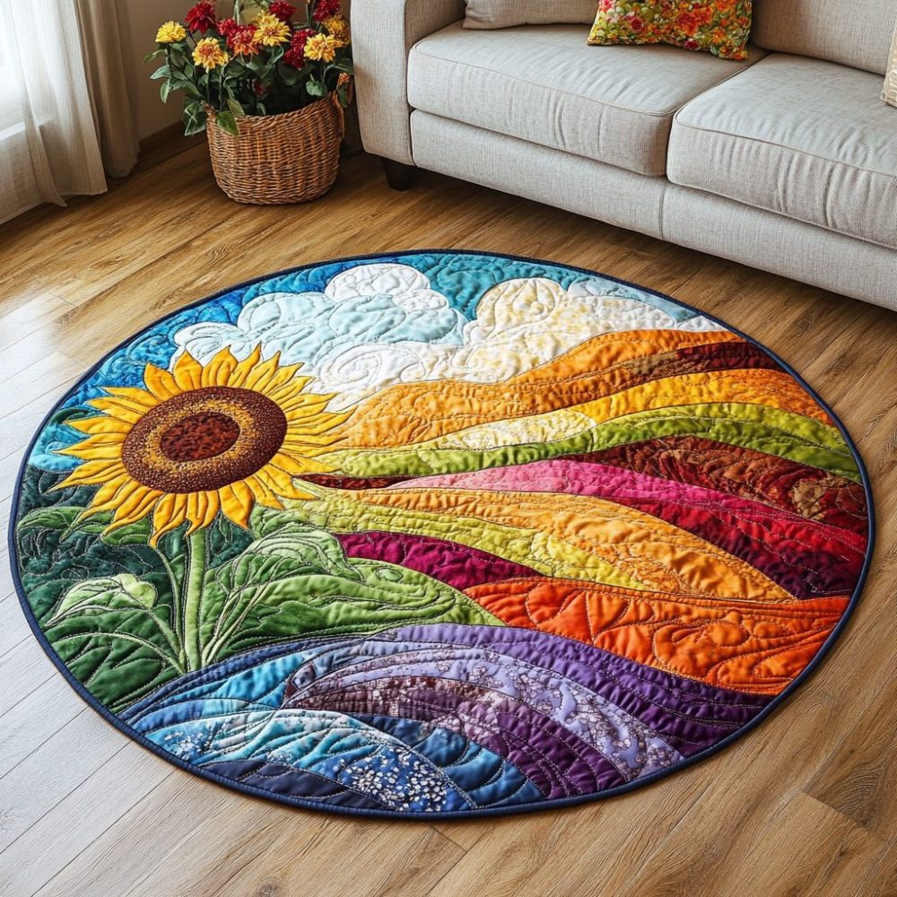 Warm Meadows Quilted Round Mat