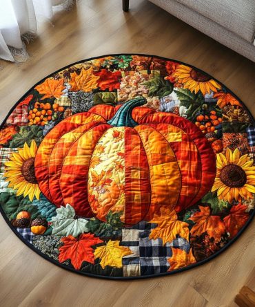 Warm Pumpkin Light Quilted Round Mat