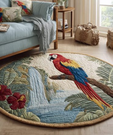 Waterfall Parrot Quilted Round Mat