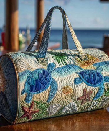 Wave Turtle Quilted Duffle Bag