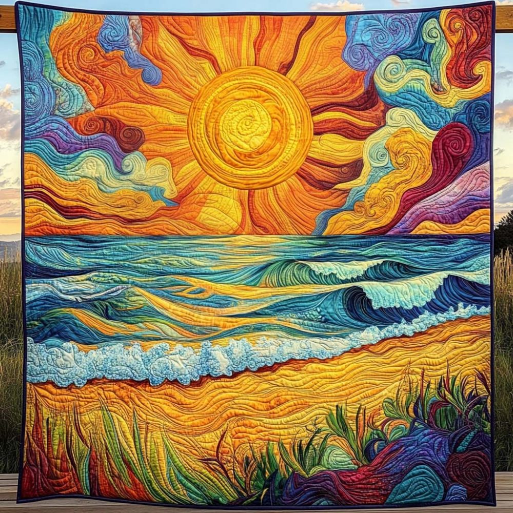 Waves Of Light Quilted Blanket