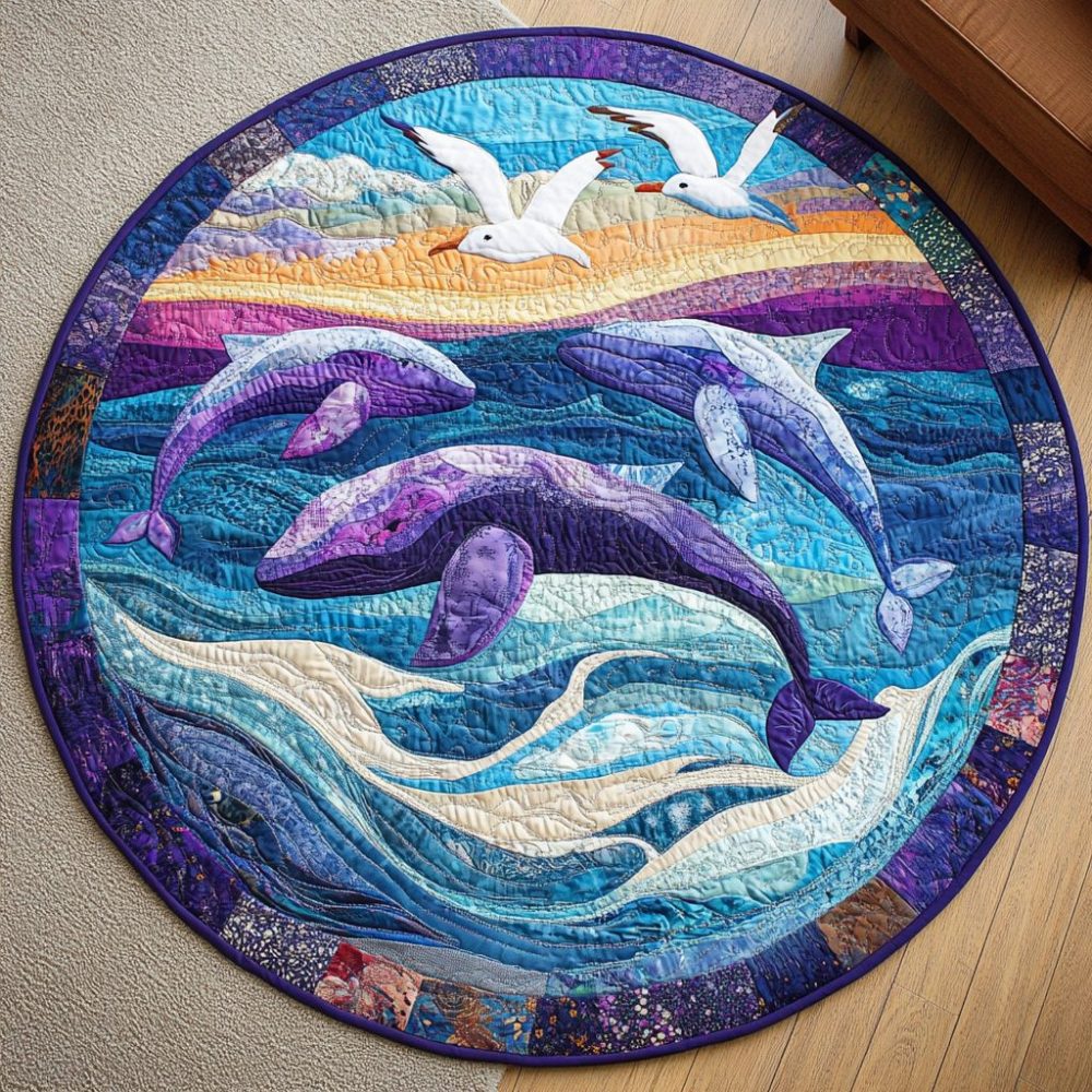 Waves Of Tranquility Quilted Round Mat